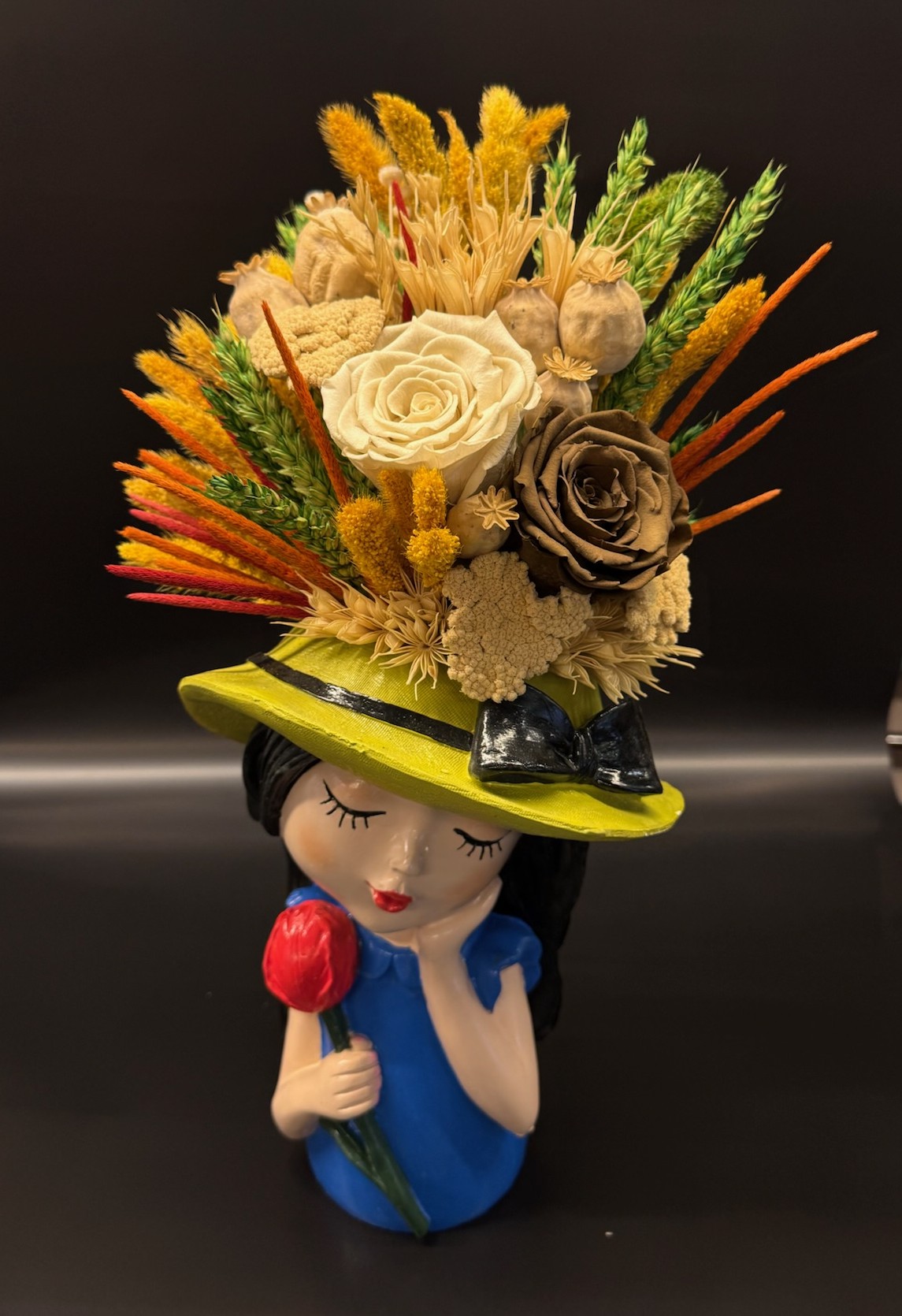 Solmayan Gül Kız Figürlü